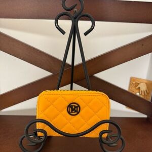 Badgley Mischka Small Diamond Coin Purse with Key Ring Faux Leather NWT